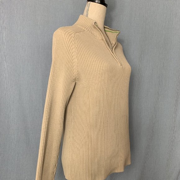 Men's Half Zip Ribbed Sweater / Men's Cotton Jumper / SMALL / 90's or early 00's - Picture 3 of 5